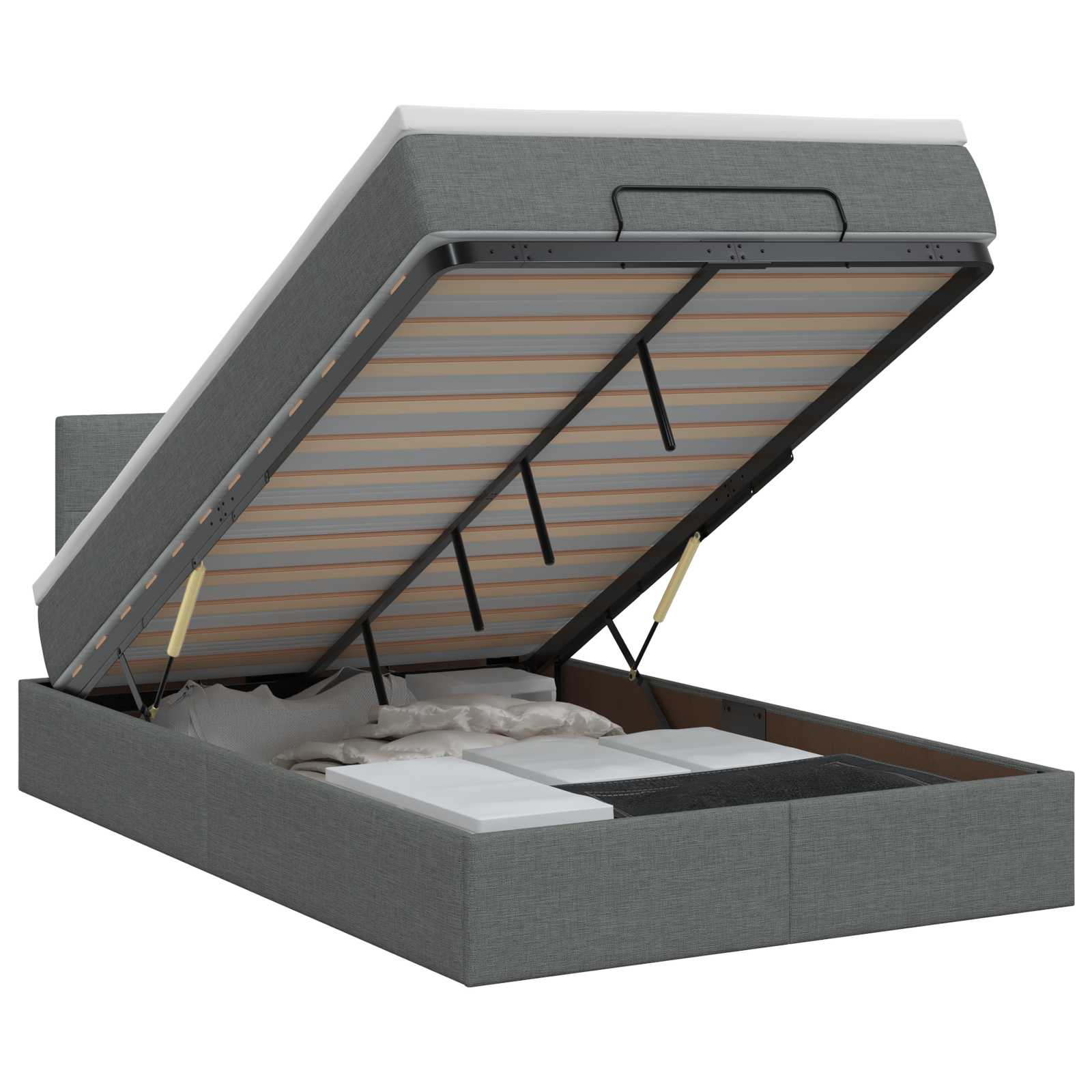 Ottoman bed met matras Donkergrijs 120 x 190 cm Stof