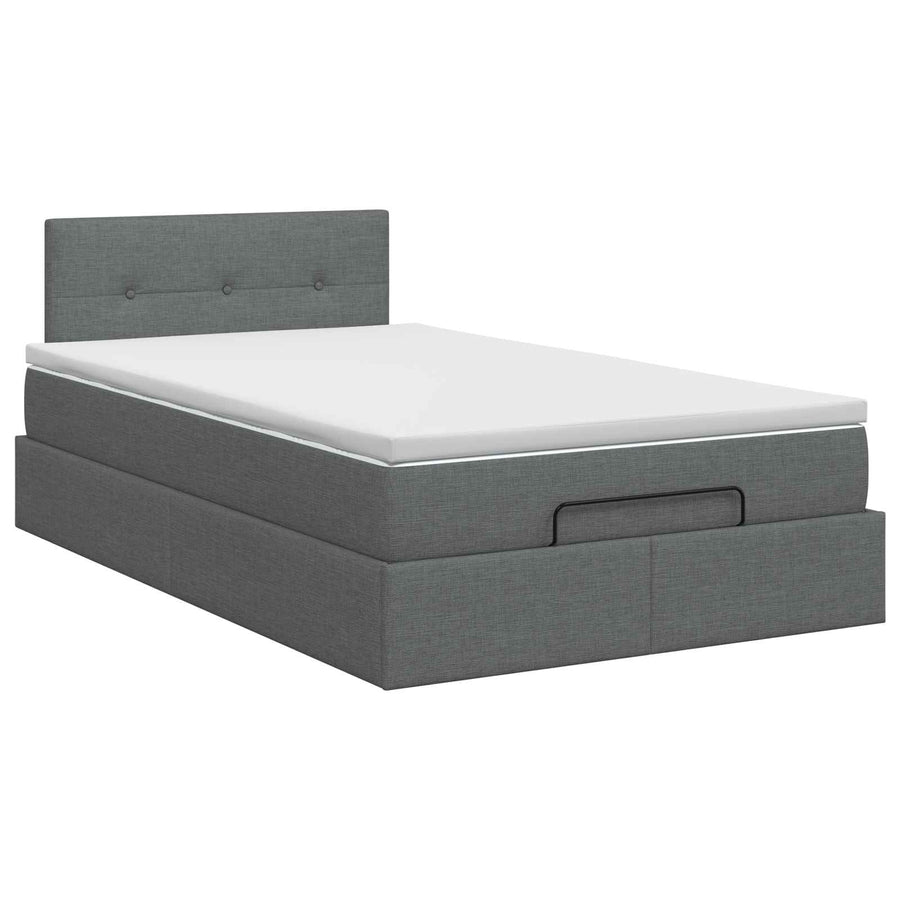 Ottoman bed met matras Donkergrijs 120 x 190 cm Stof