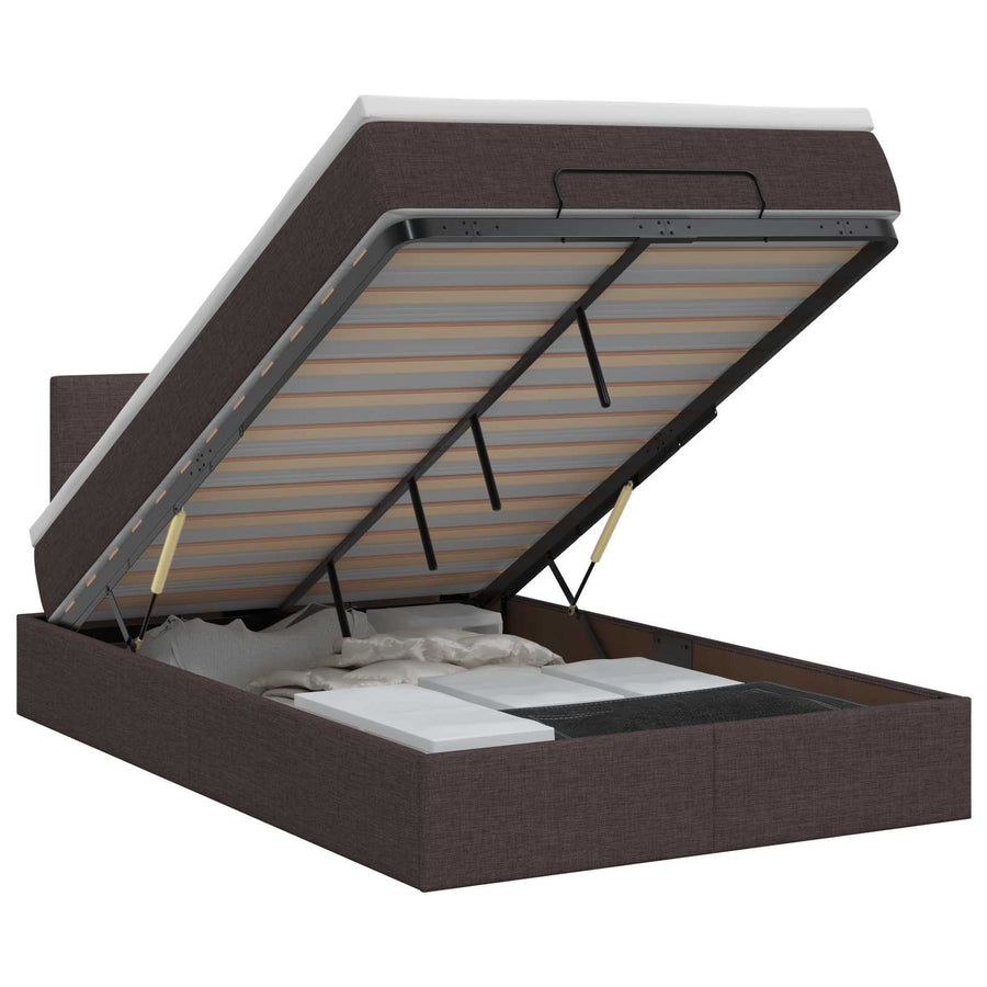 Ottoman bed met matras Donkerbruin 120 x 190 cm Stof