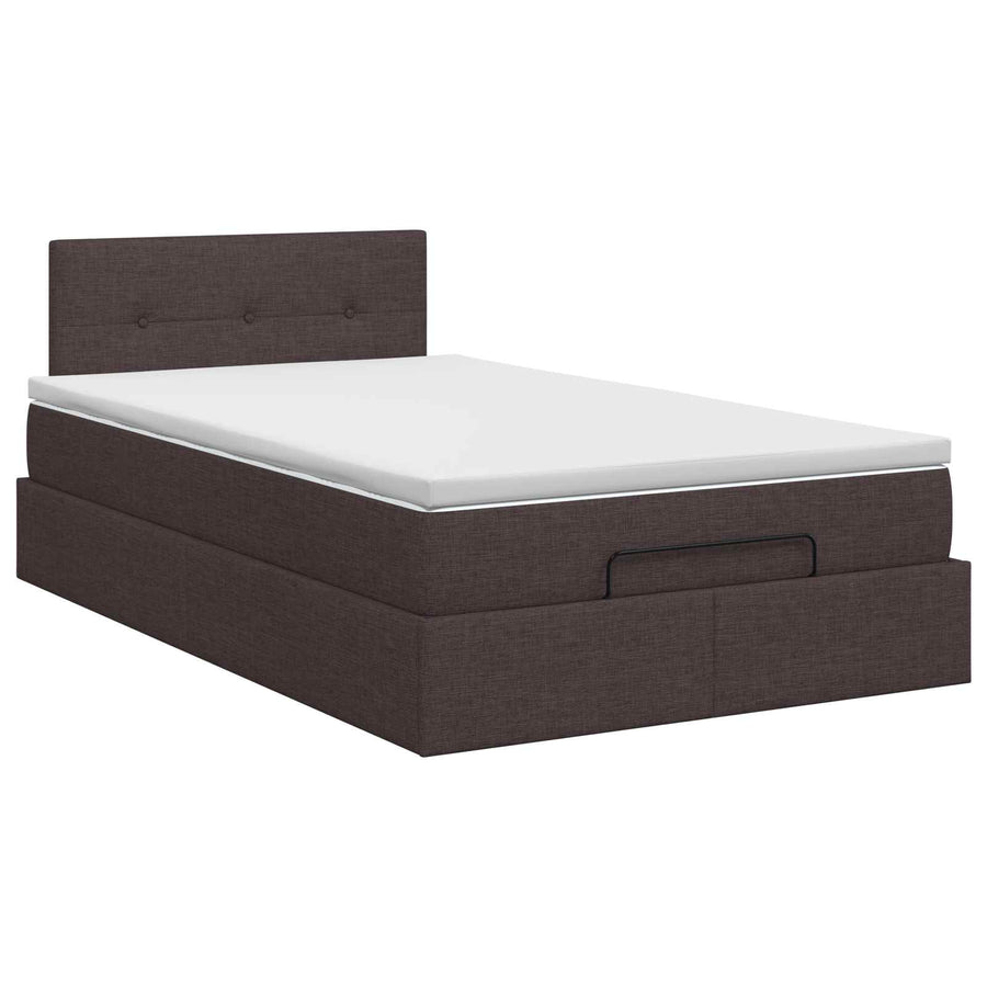 Ottoman bed met matras Donkerbruin 120 x 190 cm Stof