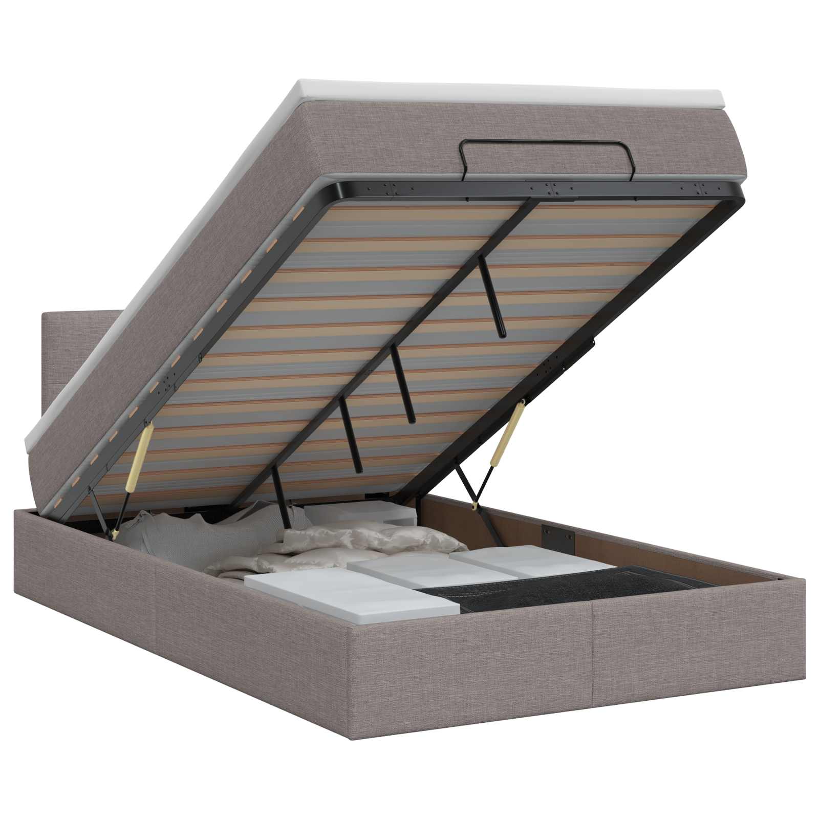 Ottoman bed met matras met hoofdeinde Taupe 120 x 190 cm Stof