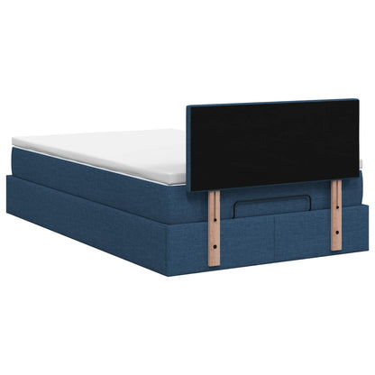 Ottoman bed met matras met hoofdeinde Blauw 120 x 190 cm Stof