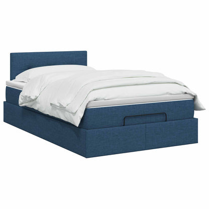 Ottoman bed met matras met hoofdeinde Blauw 120 x 190 cm Stof