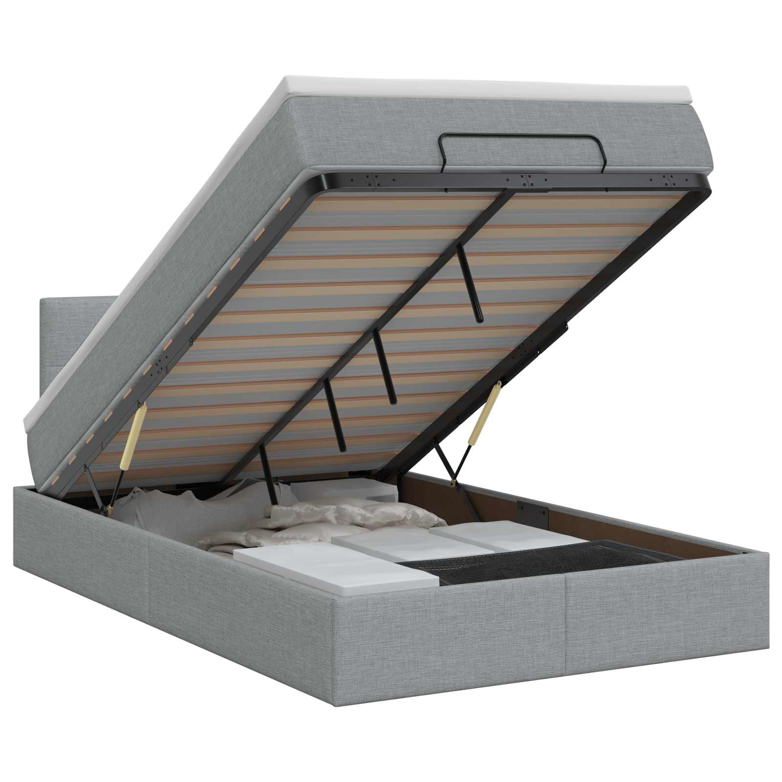 Ottoman bed met matras Lichtgrijs 120 x 200 cm Stof