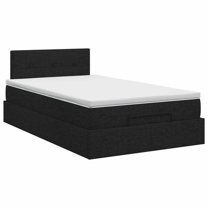 Ottoman bed met matras met hoofdeinde Zwart 120 x 200 cm Stof