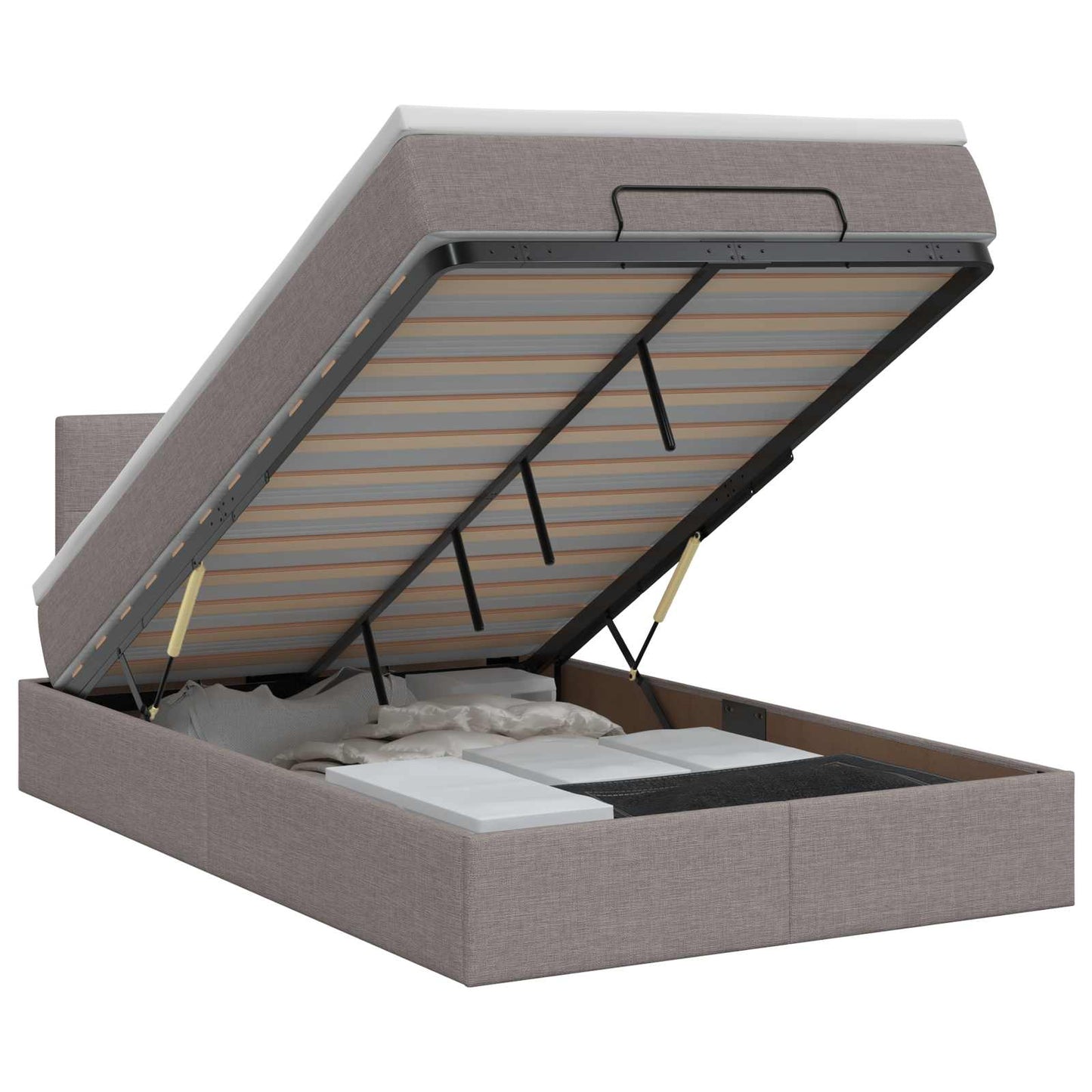 Ottoman bed met matras met hoofdeinde Taupe 120 x 200 cm Stof