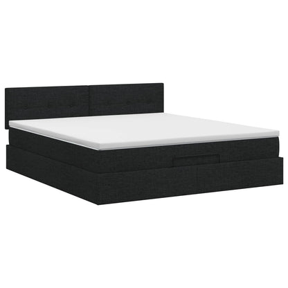 Ottoman bed met matras met hoofdeinde Zwart 140 x 190 cm Stof