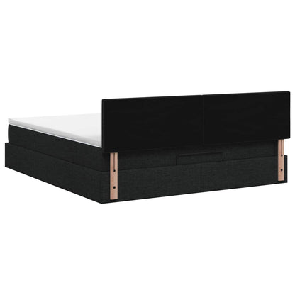 Ottoman bed met matras met hoofdeinde Zwart 140 x 190 cm Stof