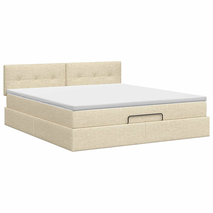 Ottoman bed met matras Crèmekleurig 140 x 190 cm Stof