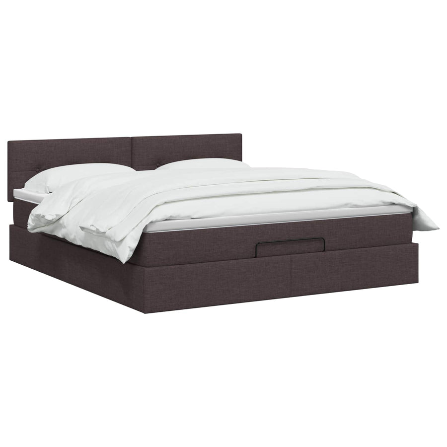 Ottoman bed met matras Donkerbruin 140 x 200 cm Stof