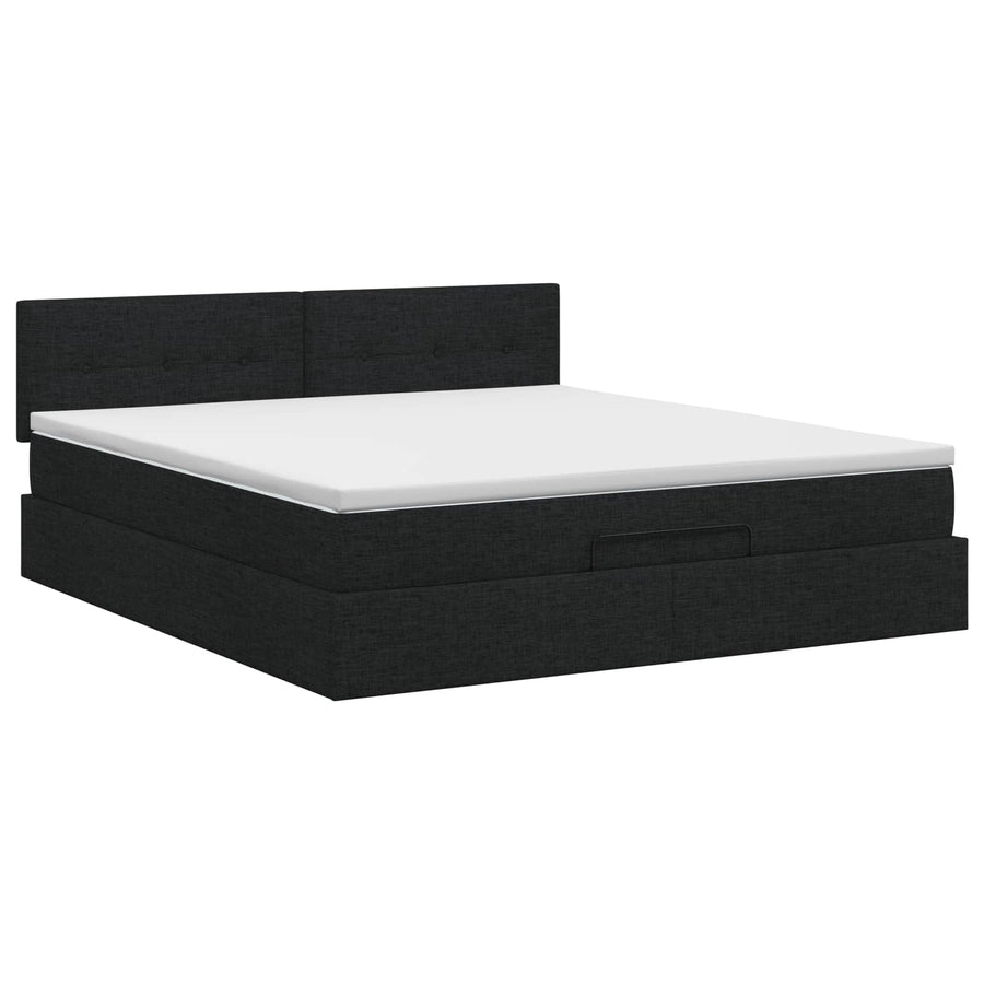Ottoman bed met matras met hoofdeinde Zwart 160 x 200 cm Stof
