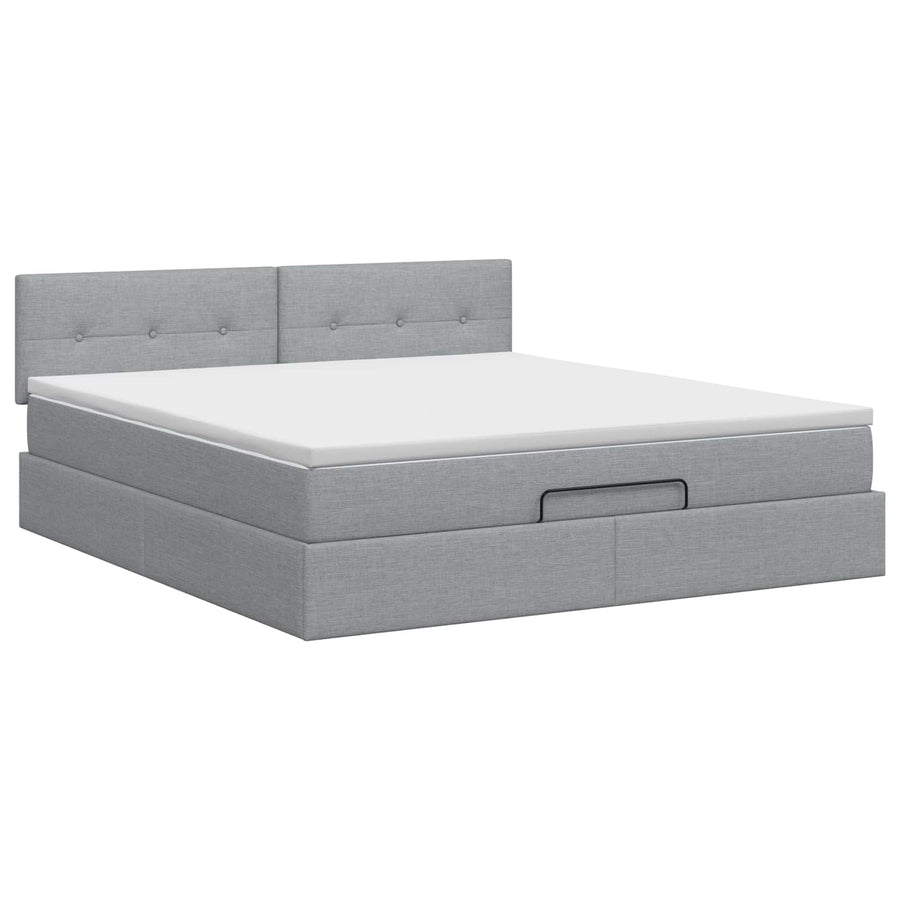 Ottoman bed met matras Lichtgrijs 180 x 200 cm Stof