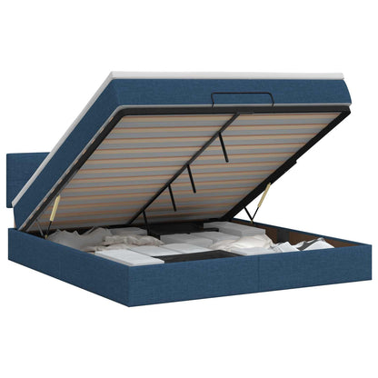 Ottoman bed met matras met hoofdeinde Blauw 180 x 200 cm Stof