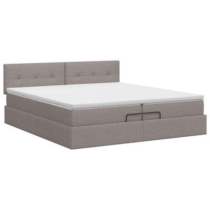 Ottoman bed met matras met hoofdeinde Taupe 200 x 200 cm Stof