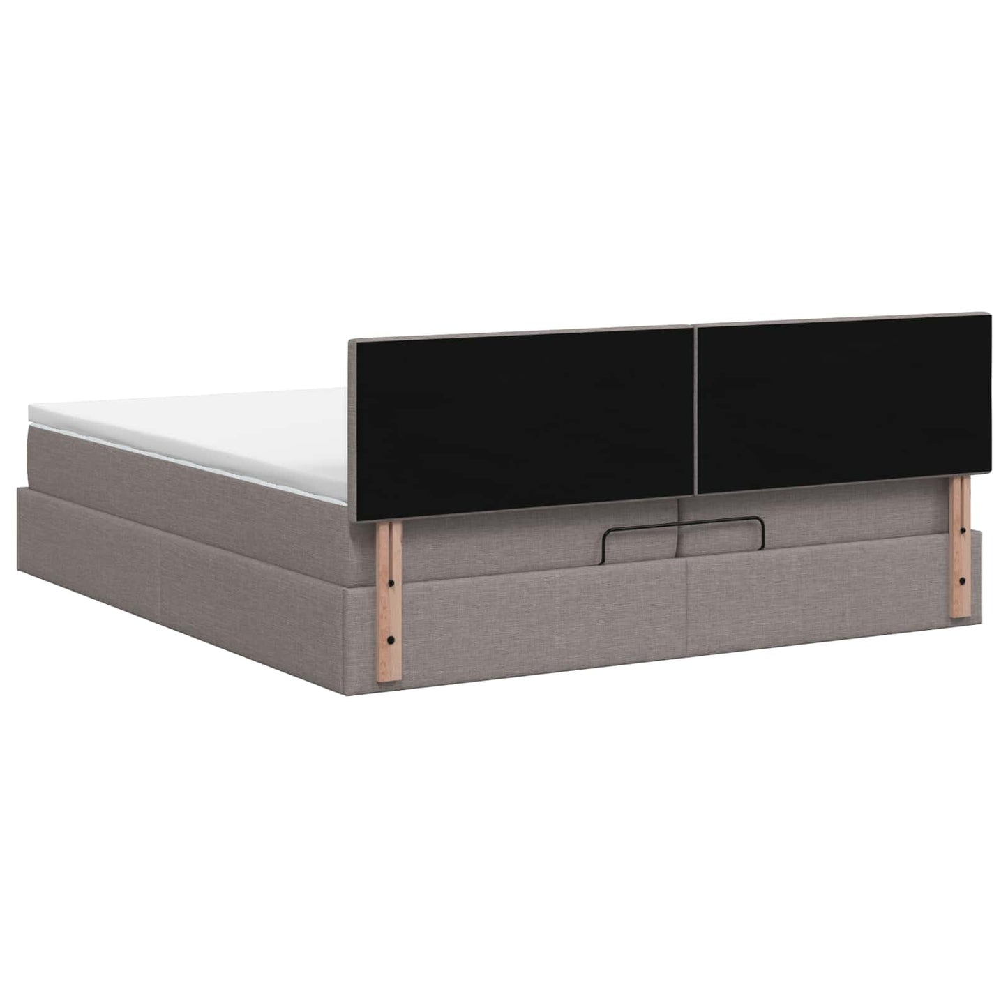 Ottoman bed met matras met hoofdeinde Taupe 200 x 200 cm Stof