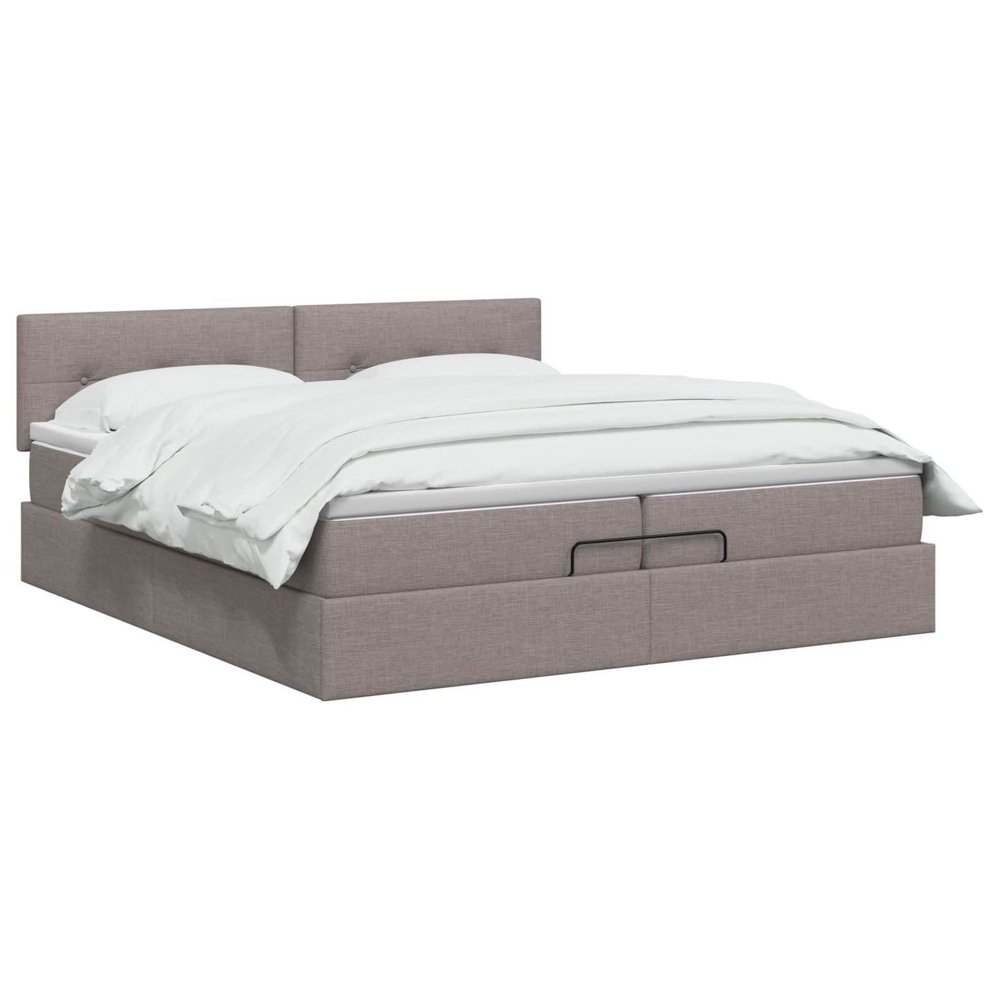Ottoman bed met matras met hoofdeinde Taupe 200 x 200 cm Stof