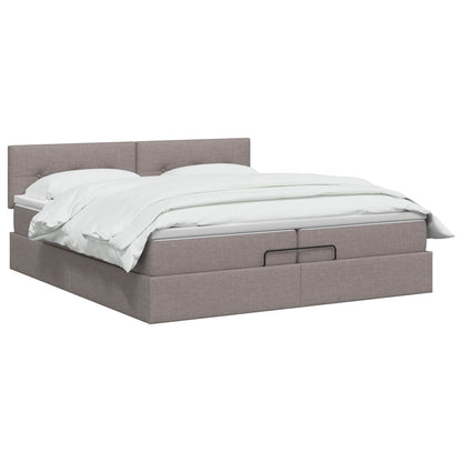 Ottoman bed met matras met hoofdeinde Taupe 200 x 200 cm Stof