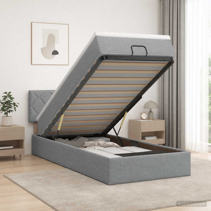 Ottoman bed met matras Lichtgrijs 100 x 200 cm Stof