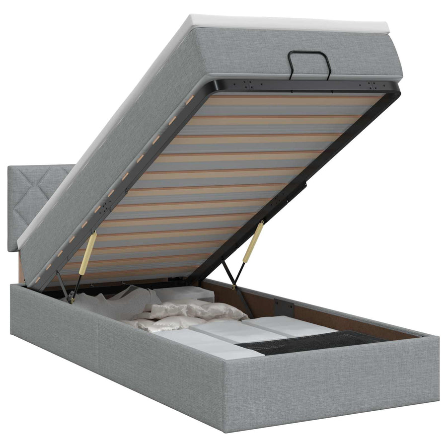 Ottoman bed met matras Lichtgrijs 80 x 200 cm Stof