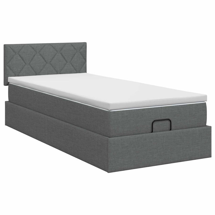Ottoman bed met matras Donkergrijs 80 x 200 cm Stof