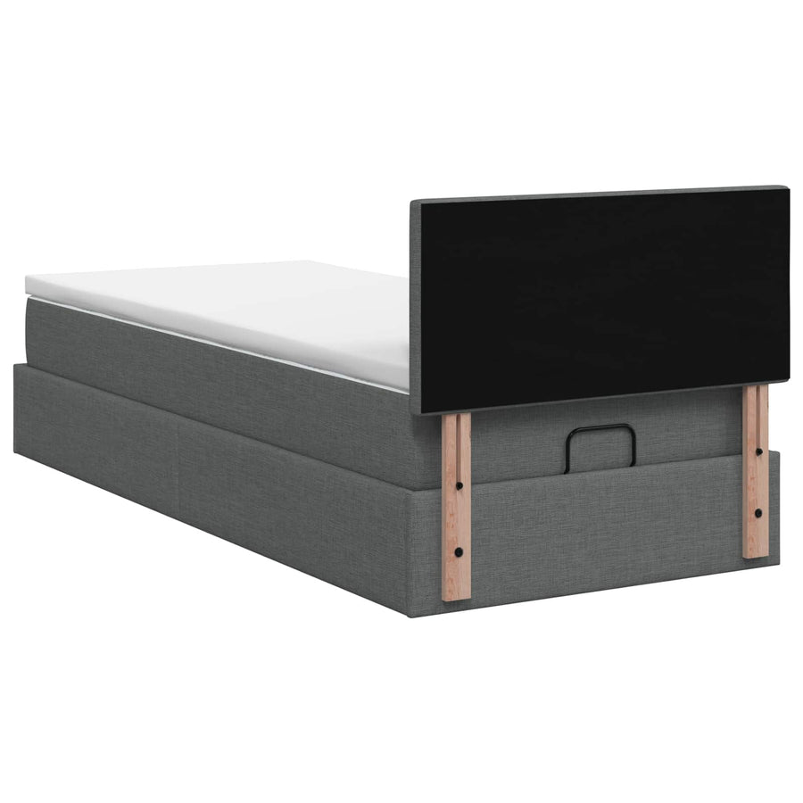 Ottoman bed met matras Donkergrijs 80 x 200 cm Stof