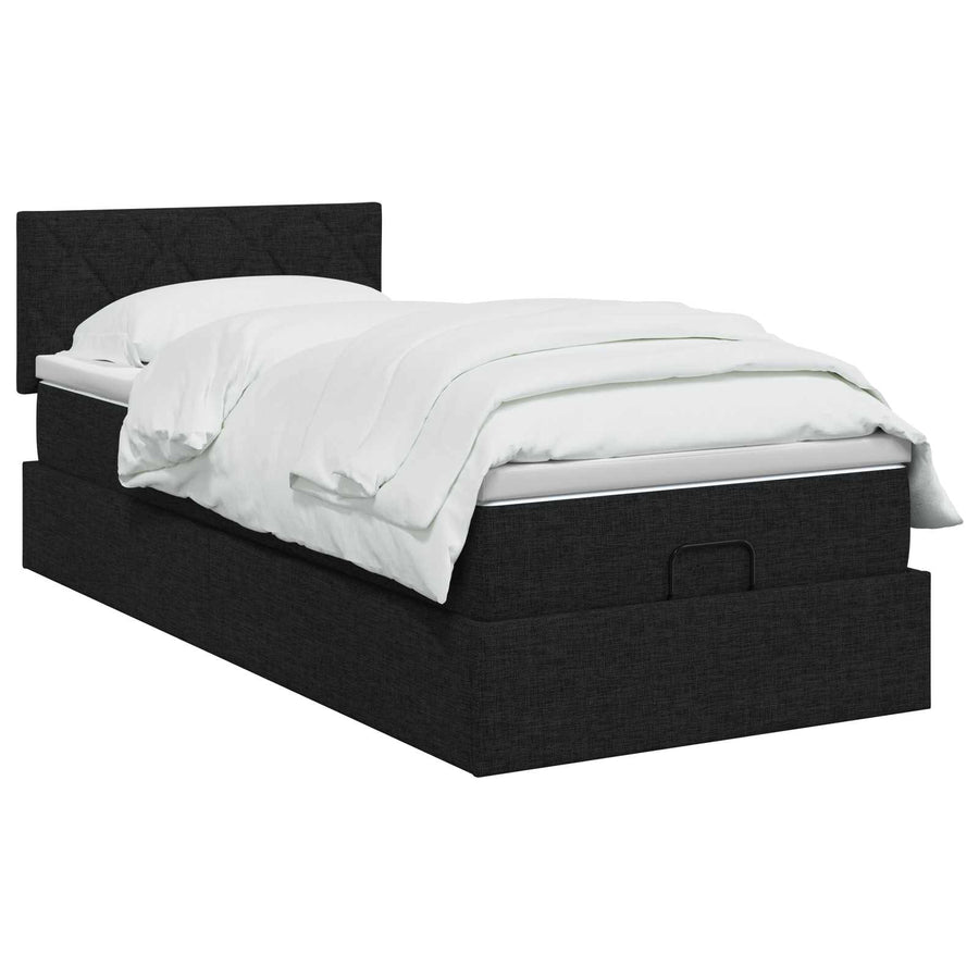Ottoman bed met matras met hoofdeinde Zwart 80 x 200 cm Stof