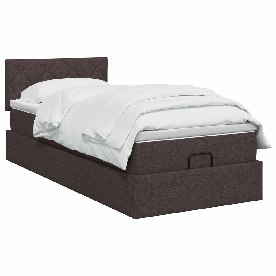 Ottoman bed met matras Donkerbruin 80 x 200 cm Stof