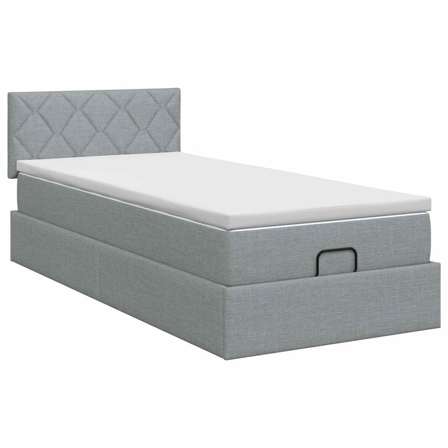 Ottoman bed met matras Lichtgrijs 90 x 190 cm Stof