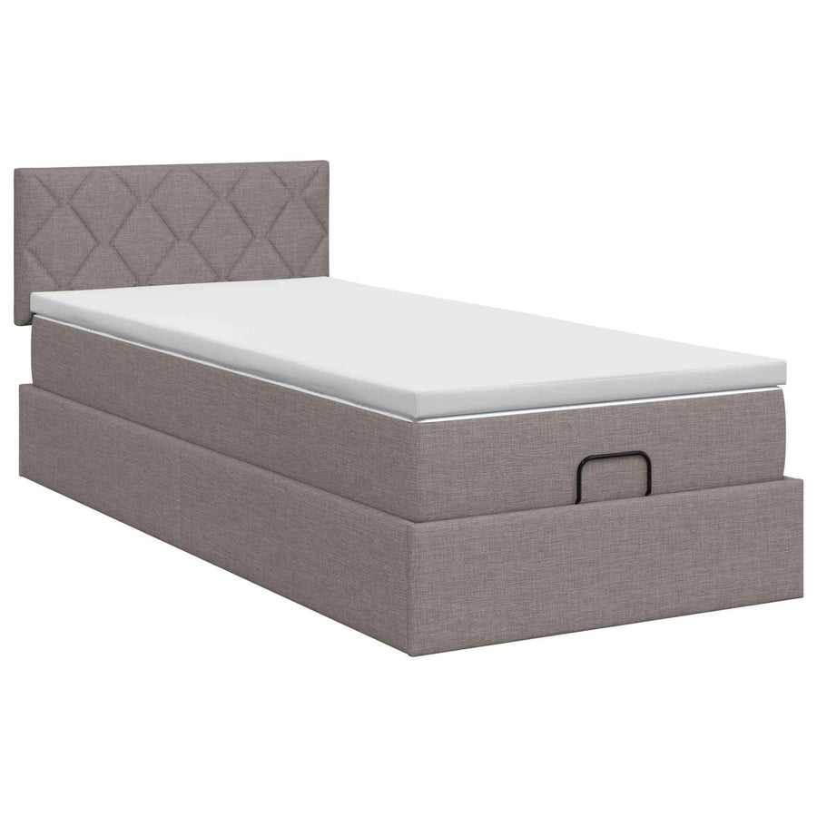 Ottoman bed met matras met hoofdeinde Taupe 90 x 190 cm Stof