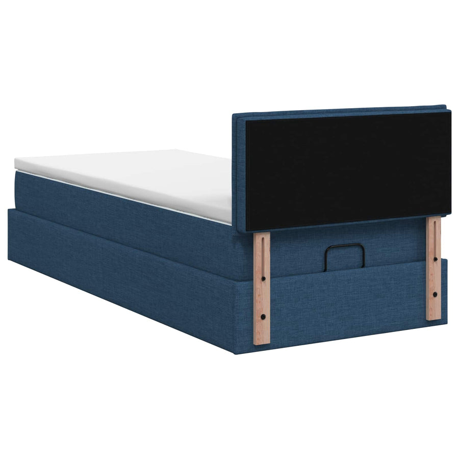 Ottoman bed met matras met hoofdeinde Blauw 90 x 200 cm Stof