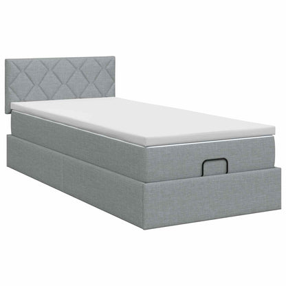 Ottoman bed met matras Lichtgrijs 100 x 200 cm Stof