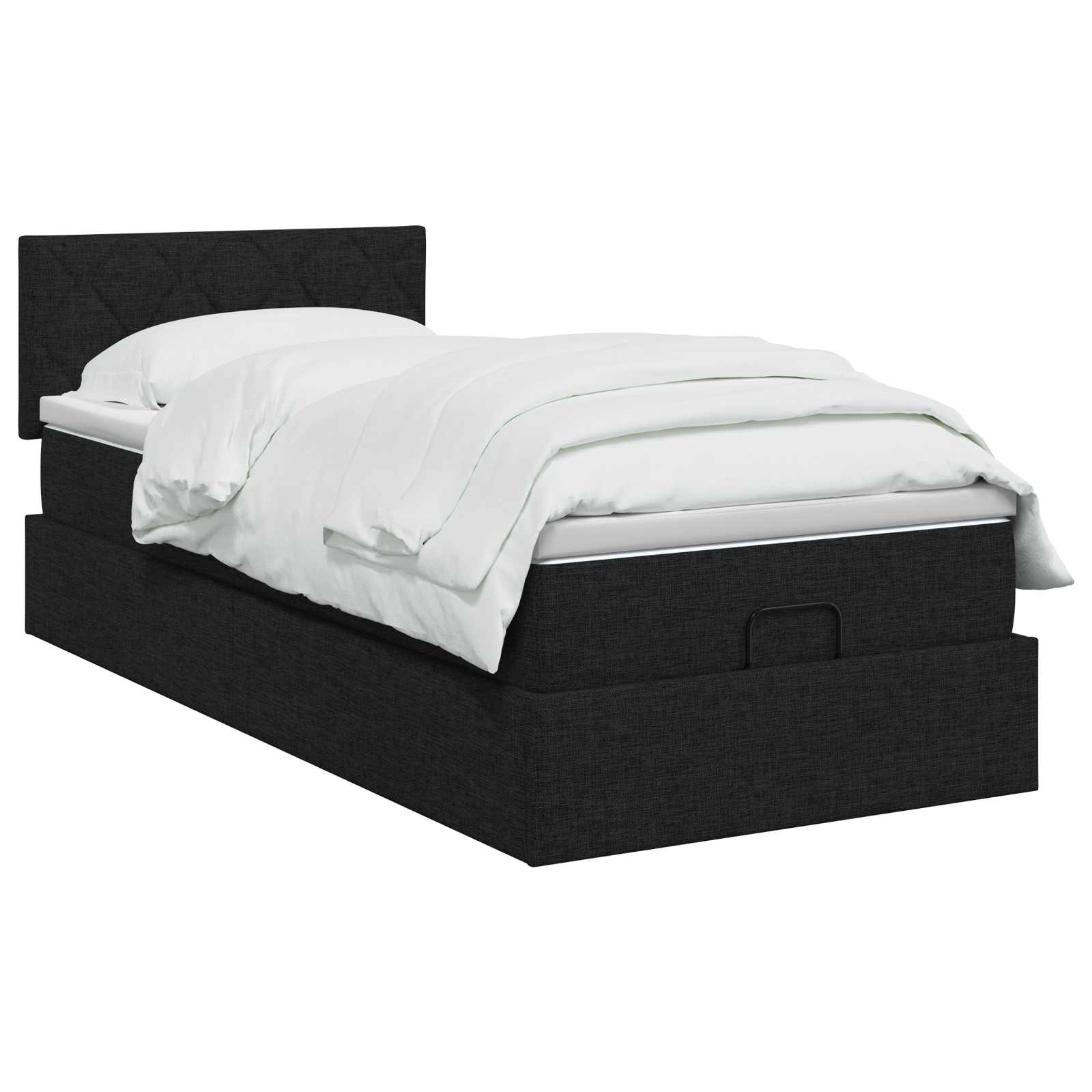 Ottoman bed met matras met hoofdeinde Zwart 100 x 200 cm Stof