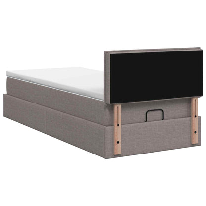 Ottoman bed met matras met hoofdeinde Taupe 100 x 200 cm Stof