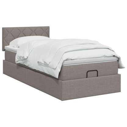 Ottoman bed met matras met hoofdeinde Taupe 100 x 200 cm Stof