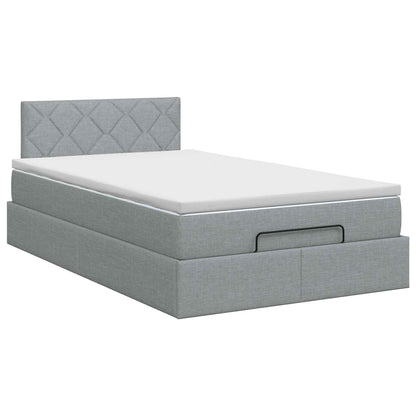 Ottoman bed met matras Lichtgrijs 120 x 190 cm Stof