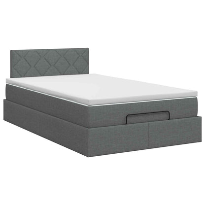 Ottoman bed met matras Donkergrijs 120 x 190 cm Stof