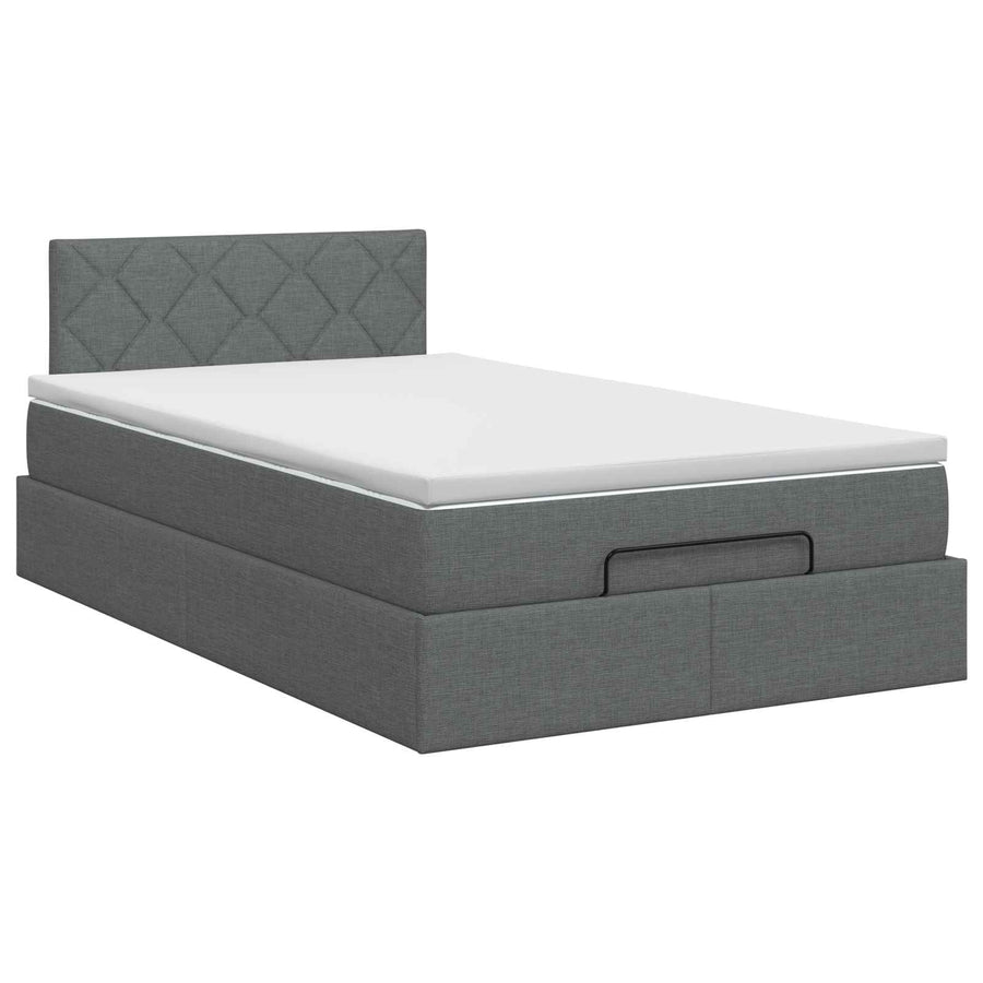 Ottoman bed met matras Donkergrijs 120 x 190 cm Stof