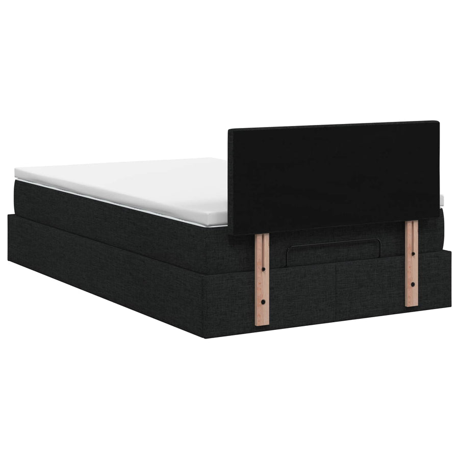 Ottoman bed met matras met hoofdeinde Zwart 120 x 190 cm Stof