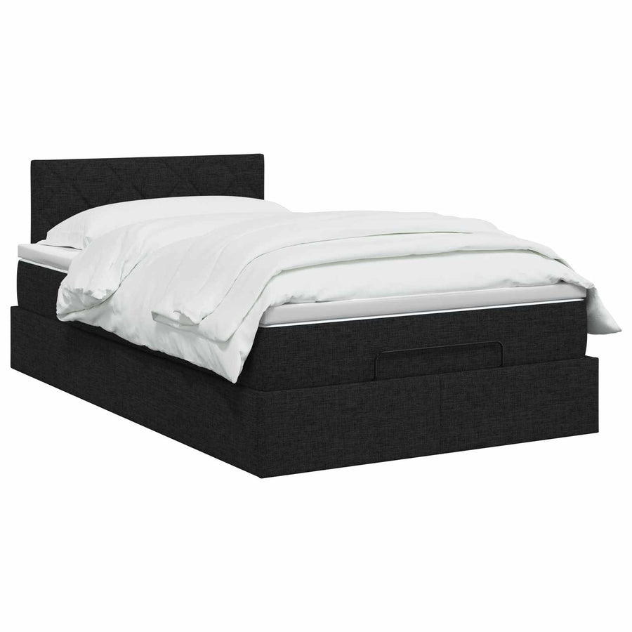 Ottoman bed met matras met hoofdeinde Zwart 120 x 190 cm Stof