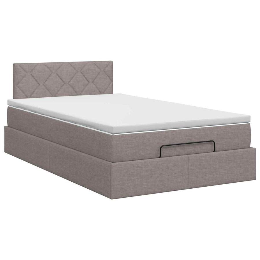 Ottoman bed met matras met hoofdeinde Taupe 120 x 190 cm Stof