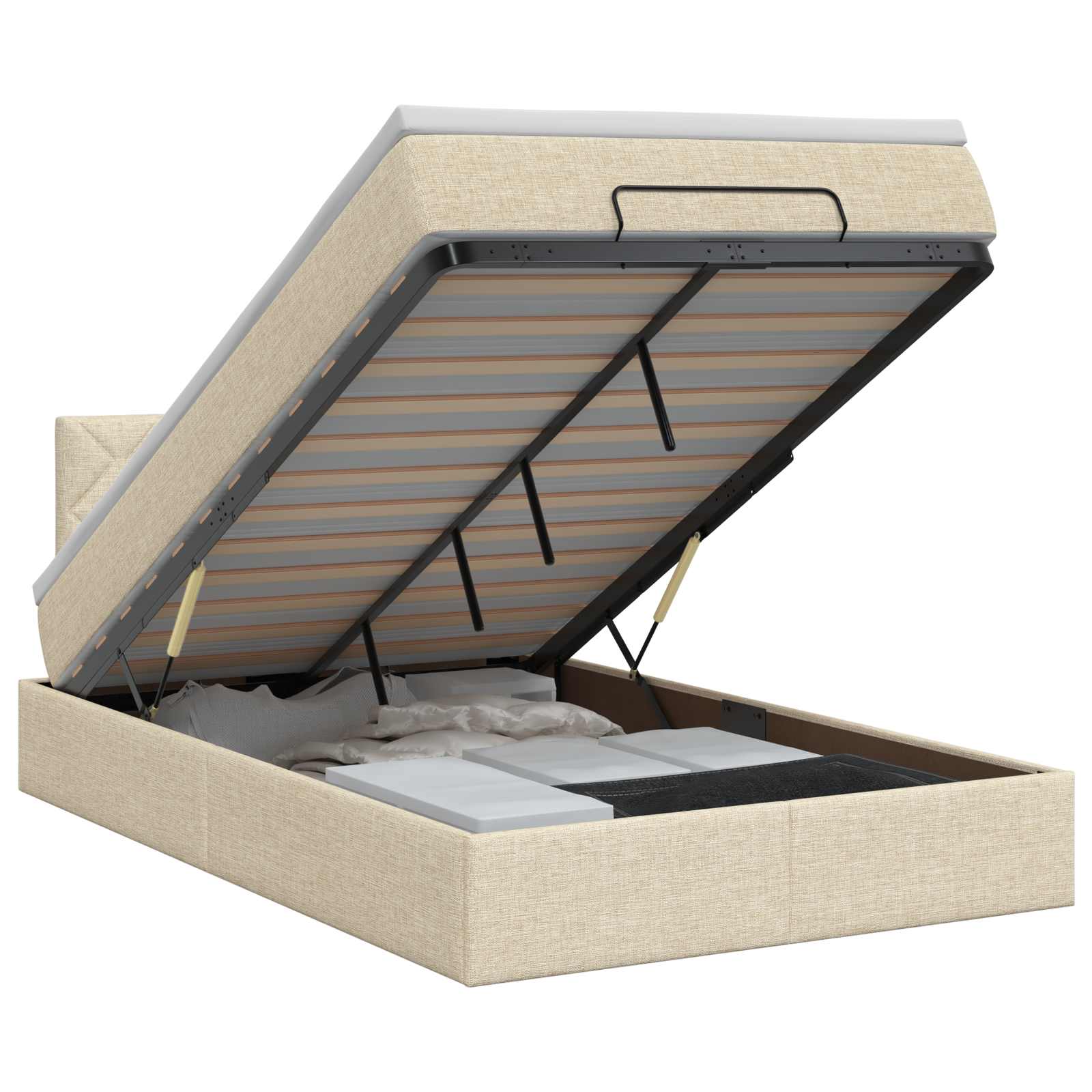 Ottoman bed met matras Crèmekleurig 120 x 190 cm Stof