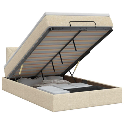 Ottoman bed met matras Crèmekleurig 120 x 190 cm Stof