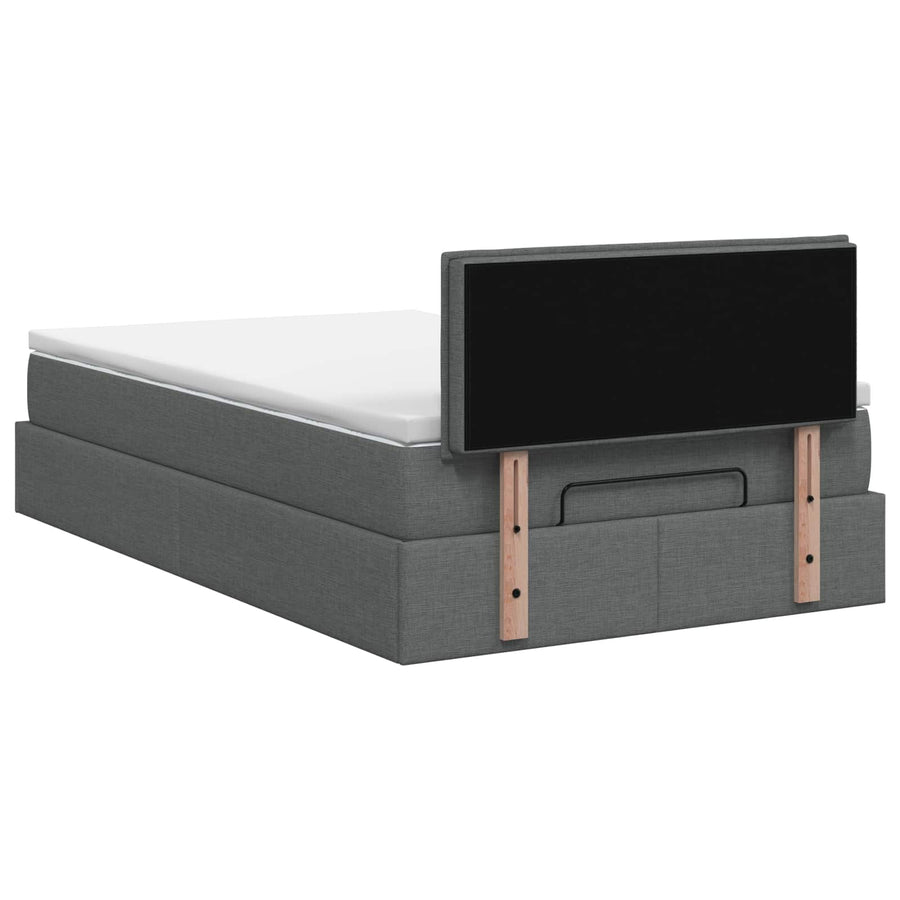 Ottoman bed met matras Donkergrijs 120 x 200 cm Stof