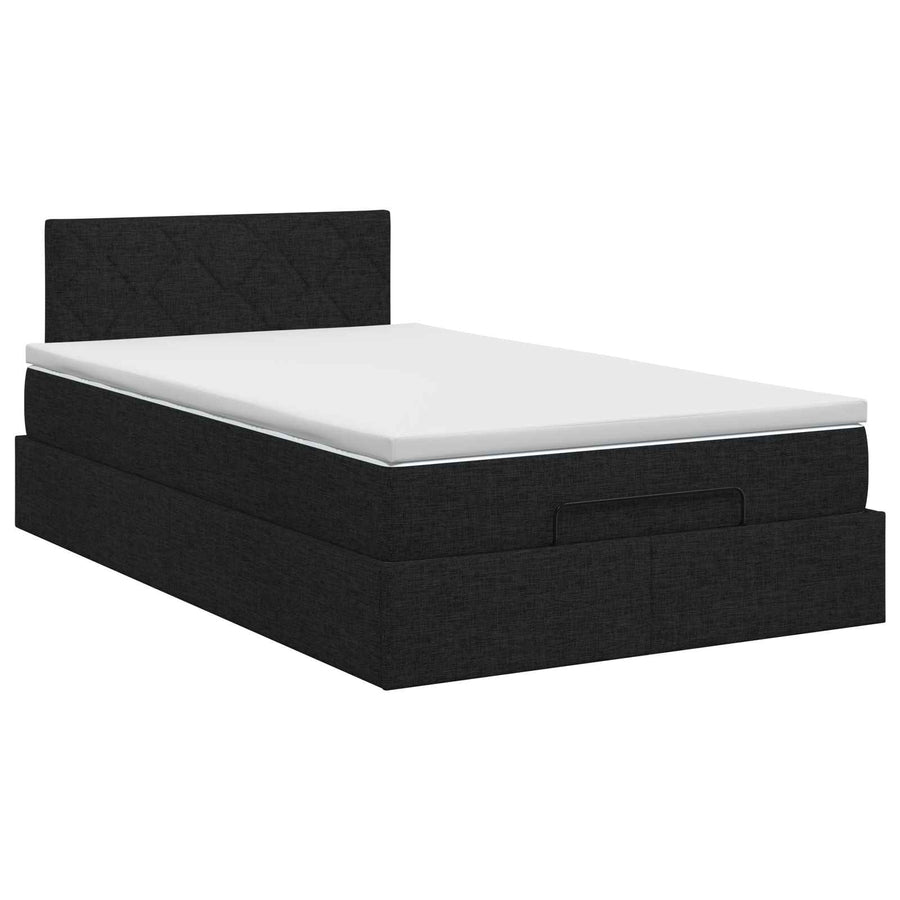Ottoman bed met matras met hoofdeinde Zwart 120 x 200 cm Stof