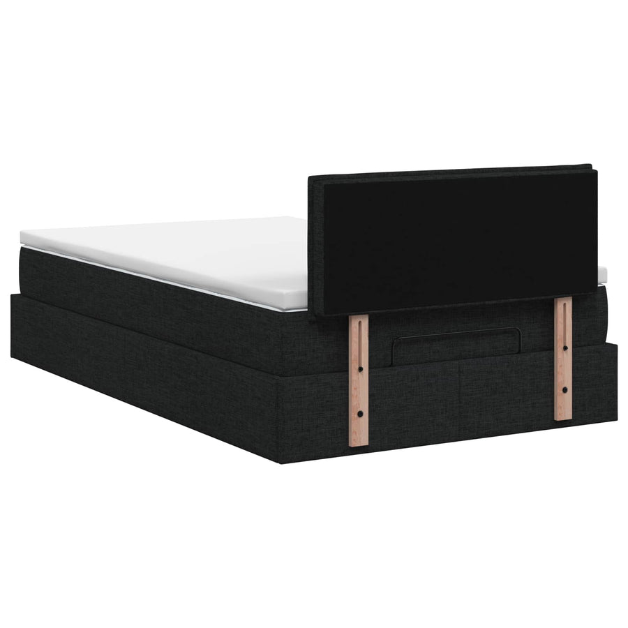 Ottoman bed met matras met hoofdeinde Zwart 120 x 200 cm Stof
