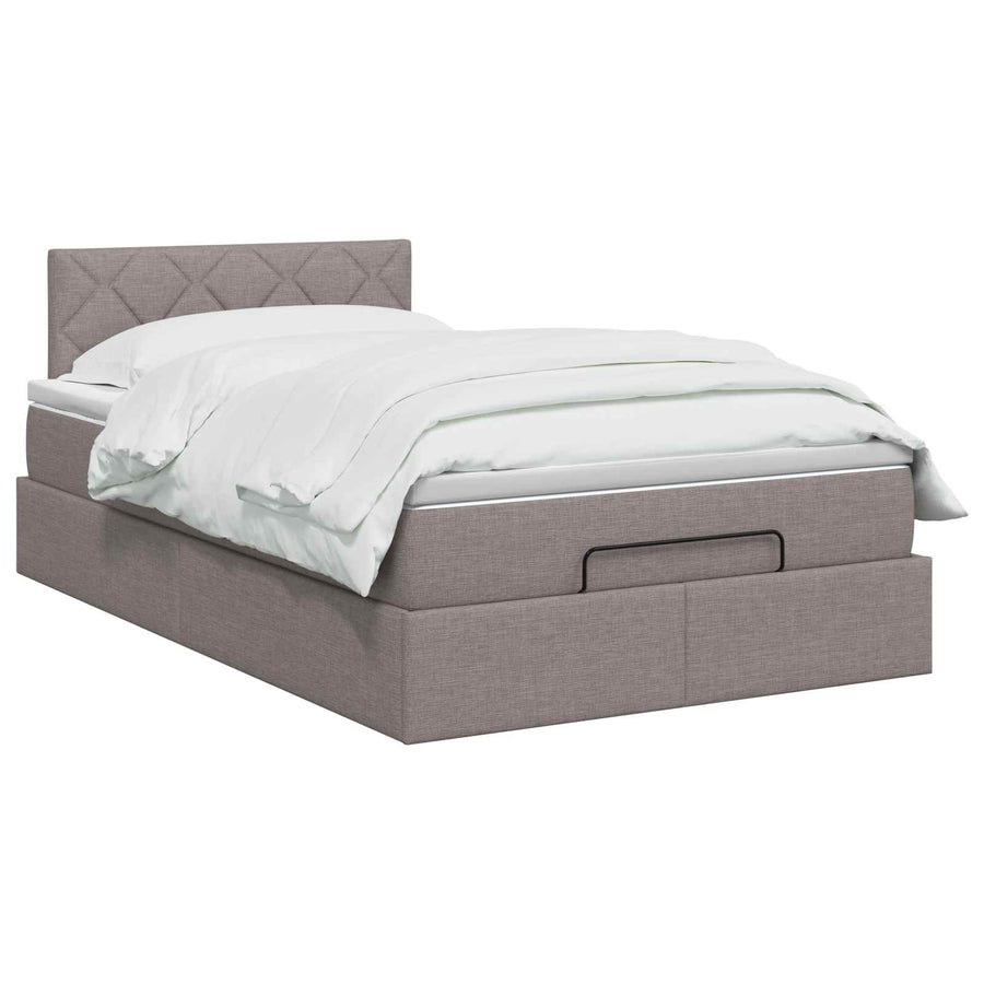 Ottoman bed met matras met hoofdeinde Taupe 120 x 200 cm Stof