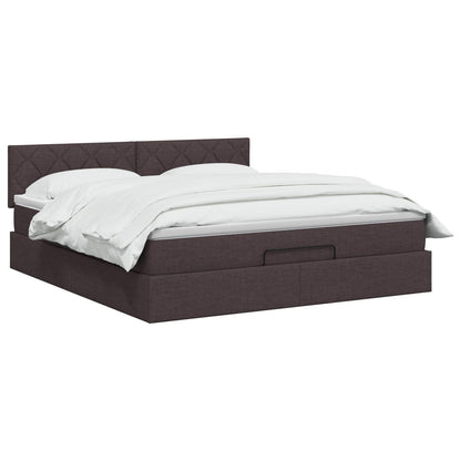 Ottoman bed met matras Donkerbruin 140 x 200 cm Stof