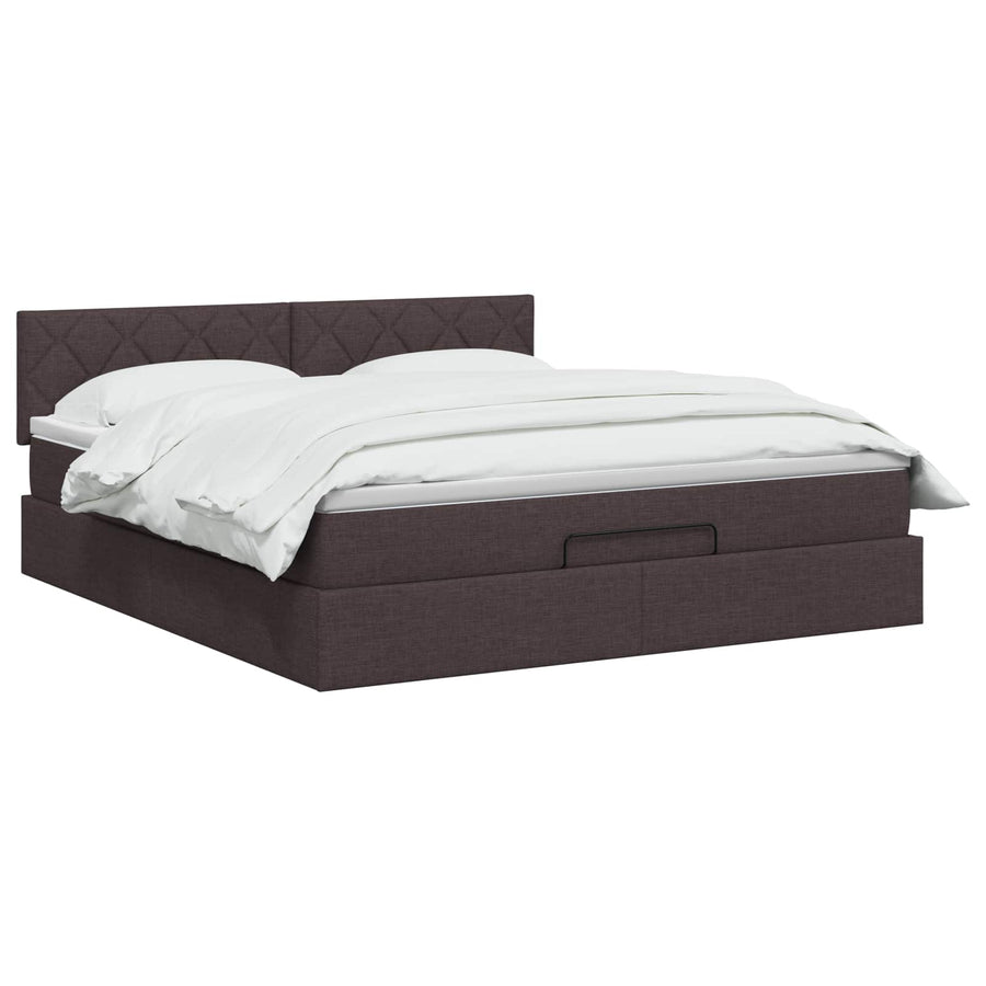 Ottoman bed met matras Donkerbruin 140 x 200 cm Stof