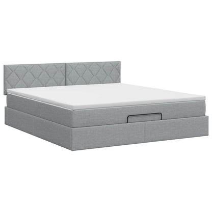 Ottoman bed met matras Lichtgrijs 160 x 200 cm Stof
