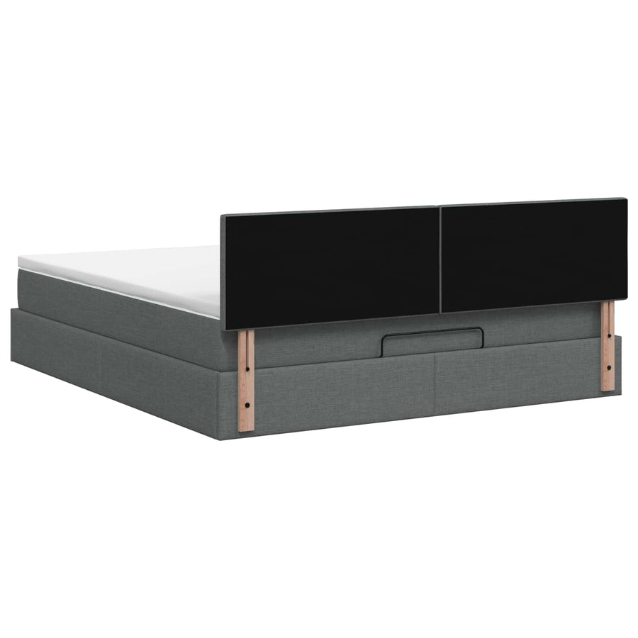 Ottoman bed met matras Donkergrijs 160 x 200 cm Stof